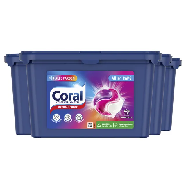 coral-allin1-caps-optimal-color-colorwaschmittel-pods-f-r-bunte-w-sche-4-x-16-ka image 1