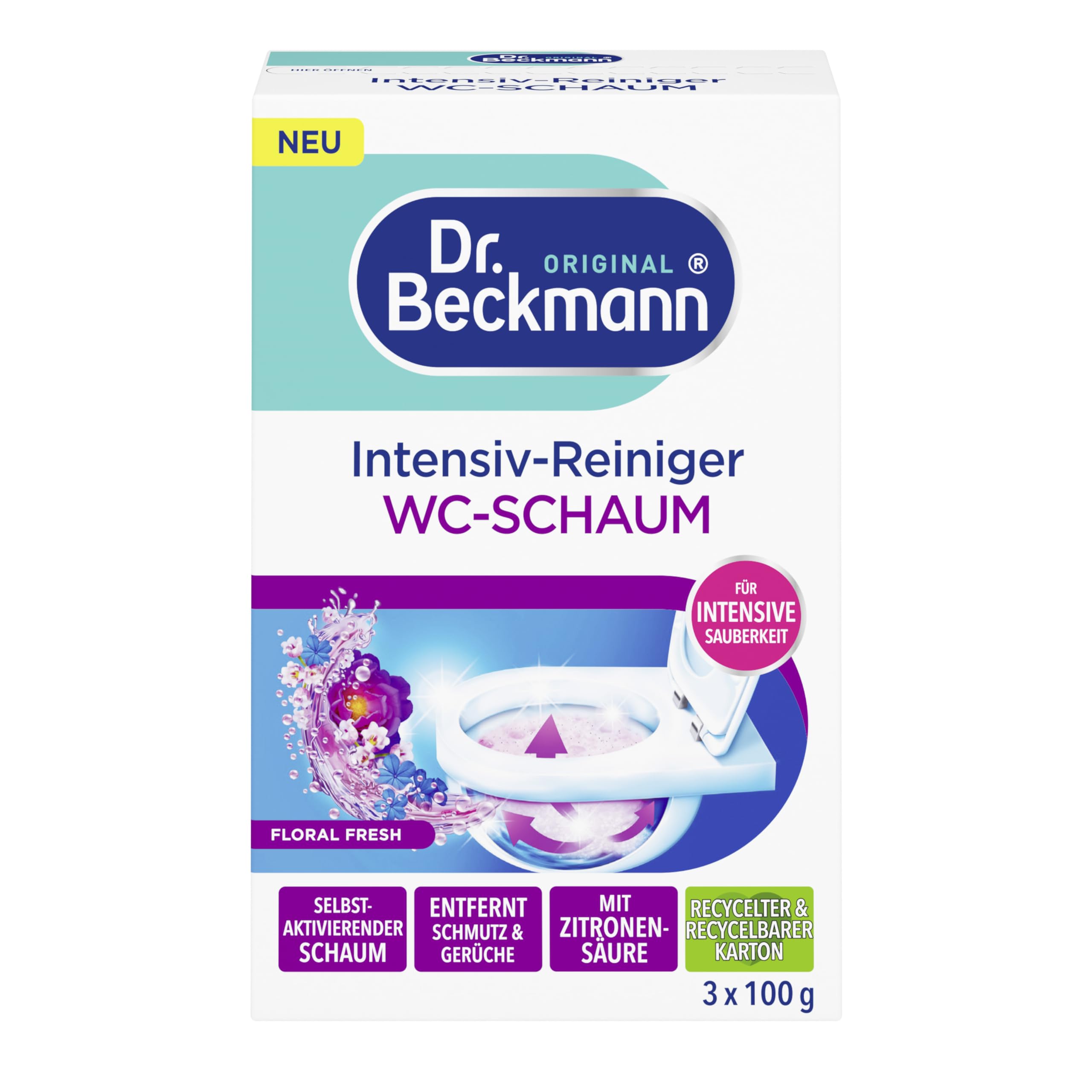 dr-beckmann-intensiv-reiniger-wc-schaum-floral-fresh-3-x-100-g-portionsbeutel-mi image 1