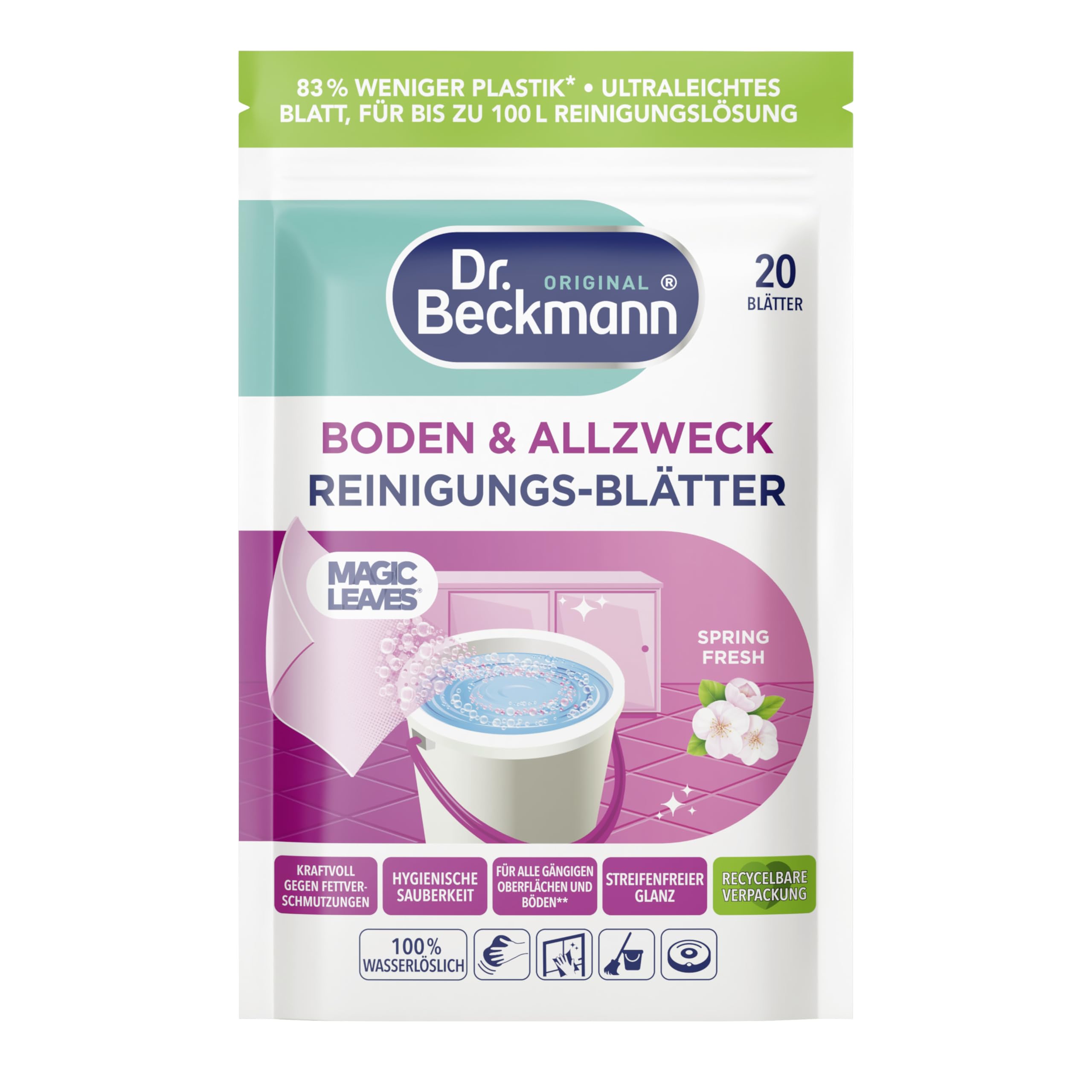dr-beckmann-allzweck-reinigungs-bl-tter-spring-fresh-20-stk-vordosierte-wasserl- image 1